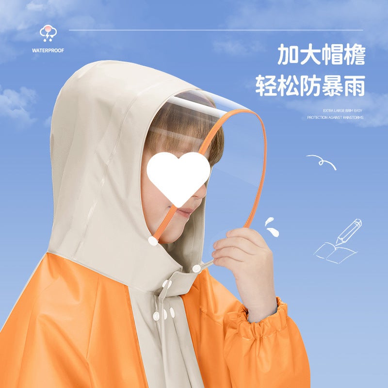 معطف مطر للأطفال بأسلوب الكلية للأطفال الكبار والصغار للذهاب إلى المدرسة مع حقائب المدرسة في جميع أنحاء الجسم - Image 3